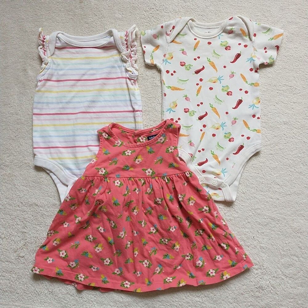 Baby Gap Short Sleeve Bodysuits Sleeveless Dress Baby Girl 0-3 Months Cotton